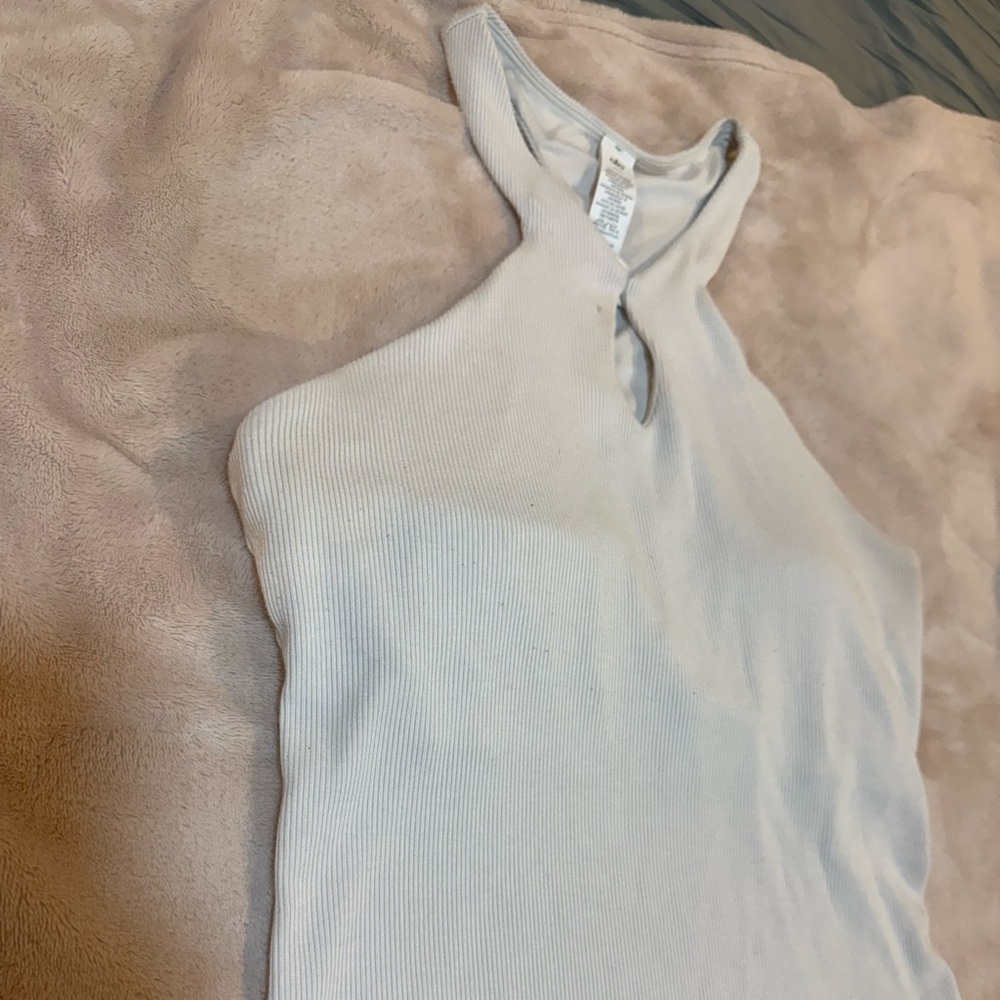 ALO Yoga White Ribbed Tank Top